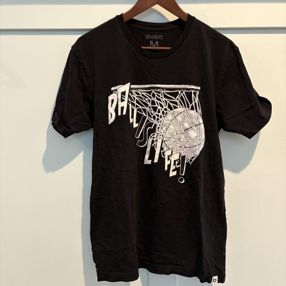 Ballislife Shirt‎ Mens Medium Basketball Net Graphic Tee Athletic Streetwear